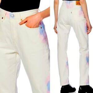 Levi’s 501 White Tie Dye Jeans Women’s 25x30 High Rise Button Fly